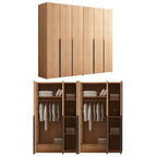 Solid Oak Minimalist Wardrobe Armoire With Shelves and Rod