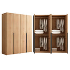 Solid Oak Minimalist Wardrobe Armoire With Shelves and Rod