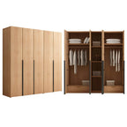 Solid Oak Minimalist Wardrobe Armoire With Shelves and Rod