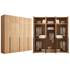 Solid Oak Minimalist Wardrobe Armoire With Shelves and Rod