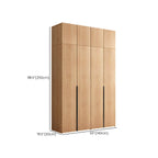 Solid Oak Minimalist Wardrobe Armoire With Shelves and Rod Dimensions