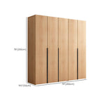 Solid Oak Minimalist Wardrobe Armoire With Shelves and Rod Dimensions