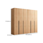 Solid Oak Minimalist Wardrobe Armoire With Shelves and Rod Dimensions