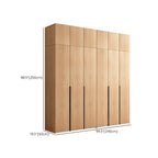 Solid Oak Minimalist Wardrobe Armoire With Shelves and Rod Dimensions