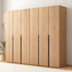 Solid Oak Minimalist Wardrobe Armoire With Shelves and Rod Main Product Image