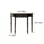 Solid Oak Wood Console Table with Floral Relief Drawer and Roman Legs