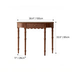 Solid Oak Wood Console Table with Floral Relief Drawer and Roman Legs Dimensions