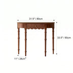 Solid Oak Wood Console Table with Floral Relief Drawer and Roman Legs Dimensions