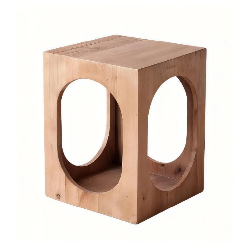Solid Pine Cat Nightstand With Hidden Bed and Arched Entry