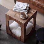 Solid Pine Cat Nightstand With Hidden Bed and Arched Entry