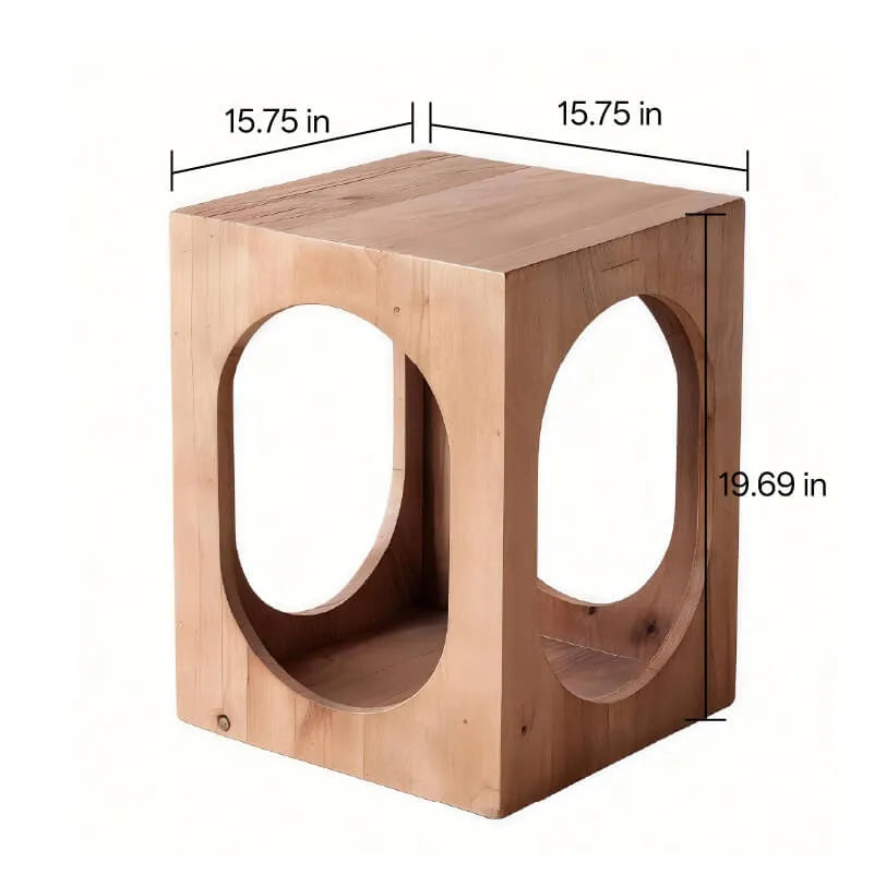 Solid Pine Cat Nightstand With Hidden Bed and Arched Entry
