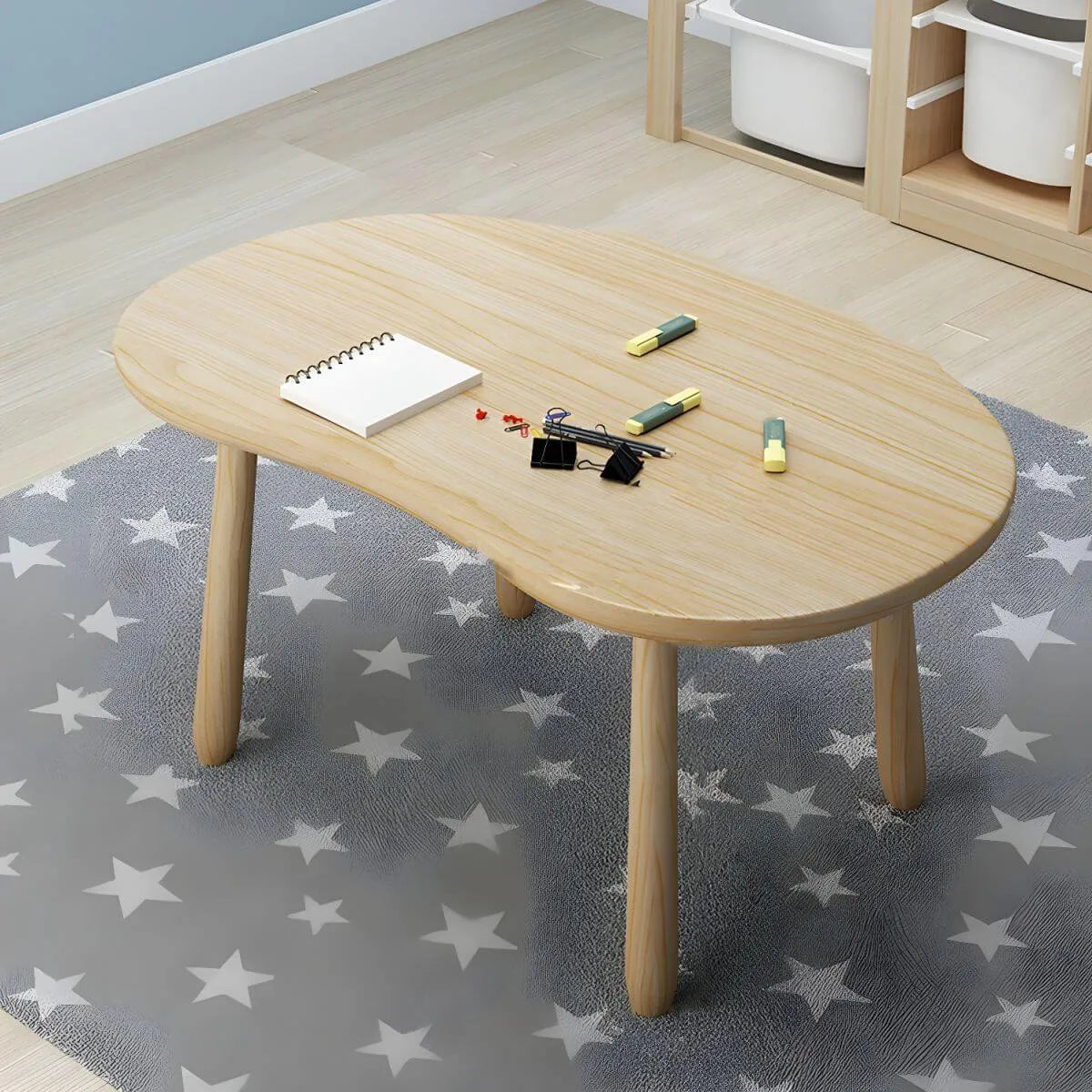 Solid Pine Kids Writing Desk with Matching Chair – Oval Top, Natural Finish