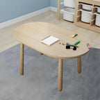 Solid Pine Kids Writing Desk with Matching Chair – Oval Top, Natural Finish