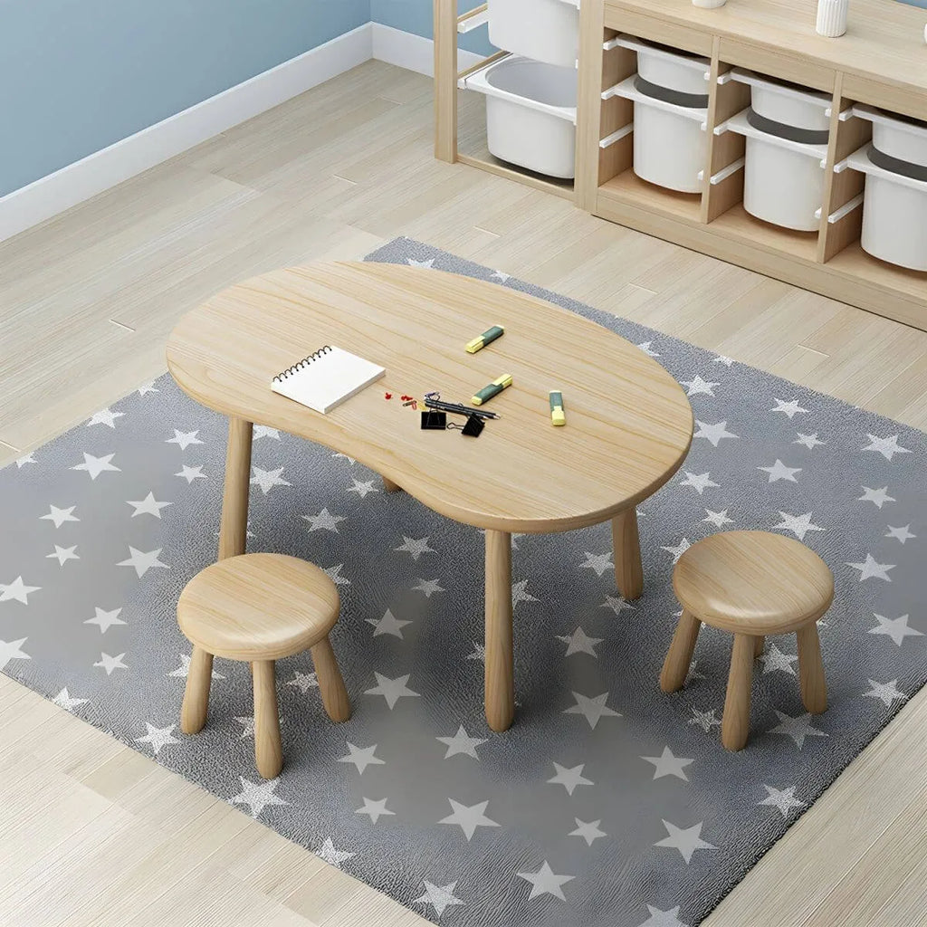 Solid Pine Kids Writing Desk with Matching Chair – Oval Top, Natural Finish