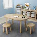 Solid Pine Kids Writing Desk with Matching Chair – Oval Top, Natural Finish