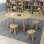 Solid Pine Kids Writing Desk with Matching Chair – Oval Top, Natural Finish