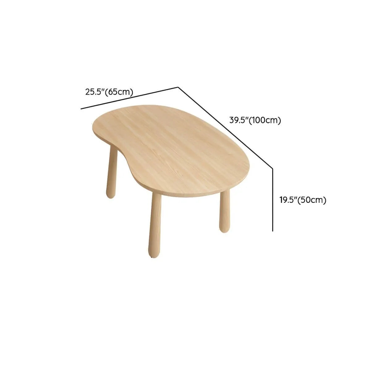 Solid Pine Kids Writing Desk with Matching Chair – Oval Top, Natural Finish Dimensions