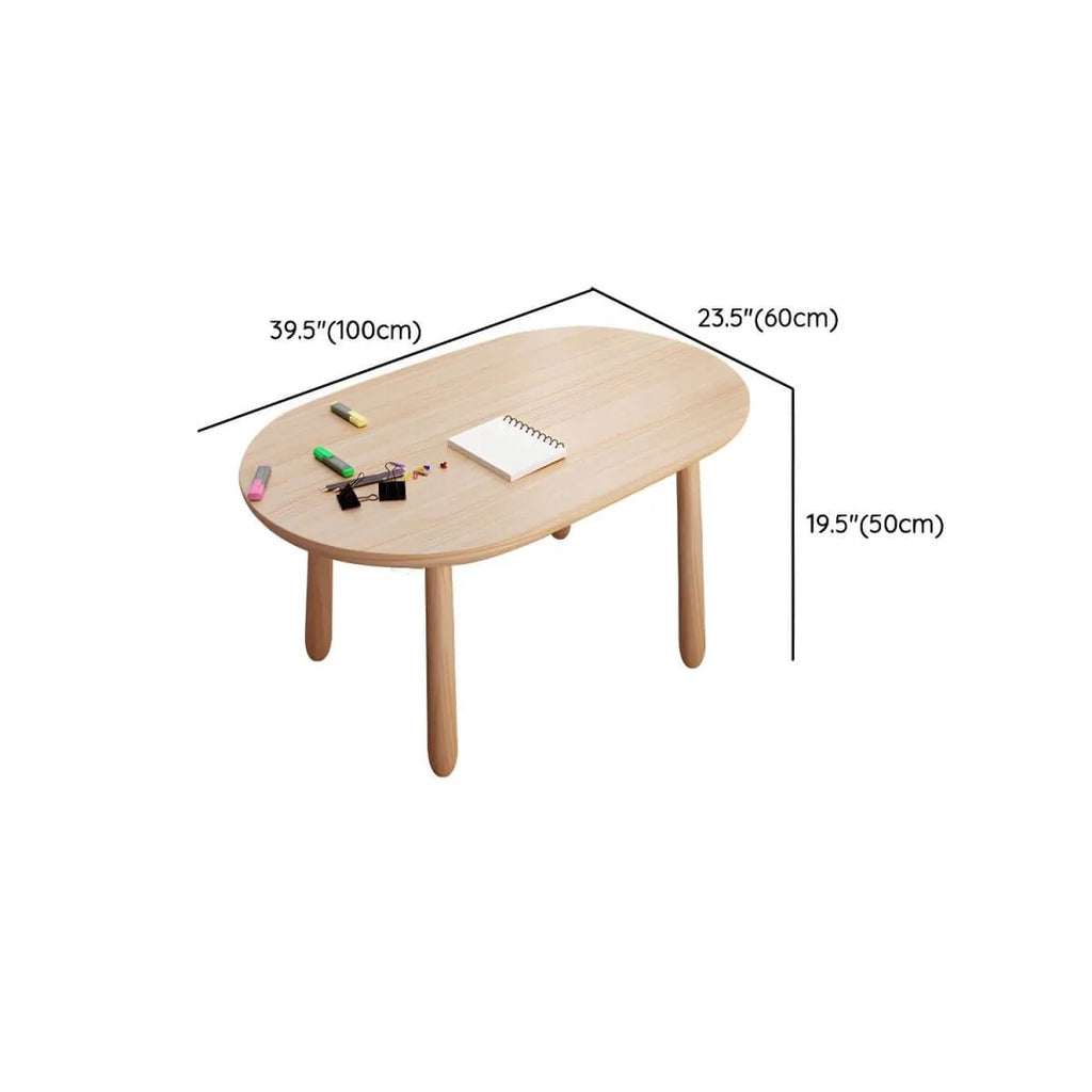 Solid Pine Kids Writing Desk with Matching Chair – Oval Top, Natural Finish Dimensions