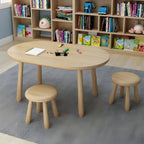 Solid Pine Kids Writing Desk with Matching Chair – Oval Top, Natural Finish Main Product Image