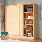 Solid Pine Sliding Door Wardrobe With Loft Storage Cabinet