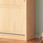 Solid Pine Sliding Door Wardrobe With Loft Storage Cabinet
