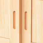 Solid Pine Sliding Door Wardrobe With Loft Storage Cabinet