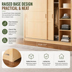 Solid Pine Sliding Door Wardrobe With Loft Storage Cabinet