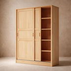 Solid Pine Sliding Door Wardrobe With Loft Storage Cabinet