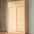 Solid Pine Sliding Door Wardrobe With Loft Storage Cabinet Main Product Image