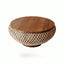 Solid Teak Round Coffee Table with Handwoven Rattan Base and Dual-Tier Storage