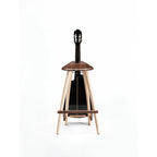 Solid Walnut Guitar Chair with Integrated Instrument Rest, Sculptural Seat