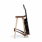 Solid Walnut Guitar Chair with Integrated Instrument Rest, Sculptural Seat