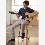 Solid Walnut Guitar Chair with Integrated Instrument Rest, Sculptural Seat