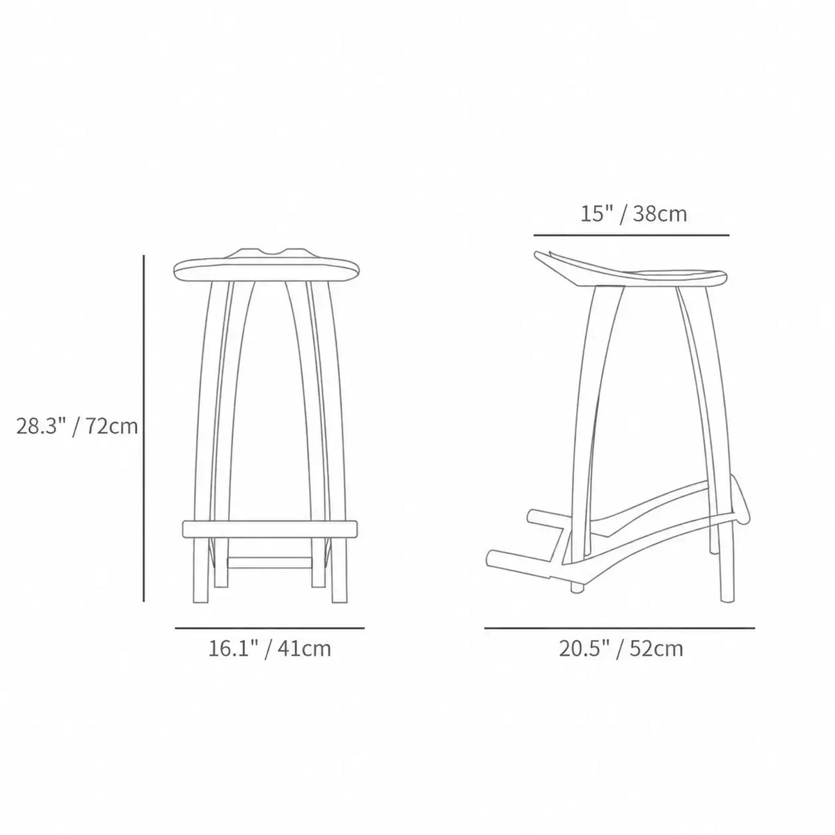 Solid Walnut Guitar Chair with Integrated Instrument Rest, Sculptural Seat Dimensions