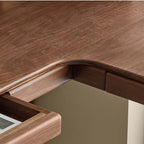 Solid Walnut L-shaped Desk With Drawers And Wax Finish