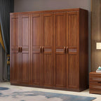 Solid Walnut Traditional Wardrobe Armoire With Shelves And Rod