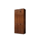 Solid Walnut Traditional Wardrobe Armoire With Shelves And Rod