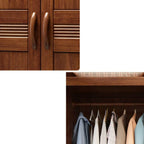 Solid Walnut Traditional Wardrobe Armoire With Shelves And Rod