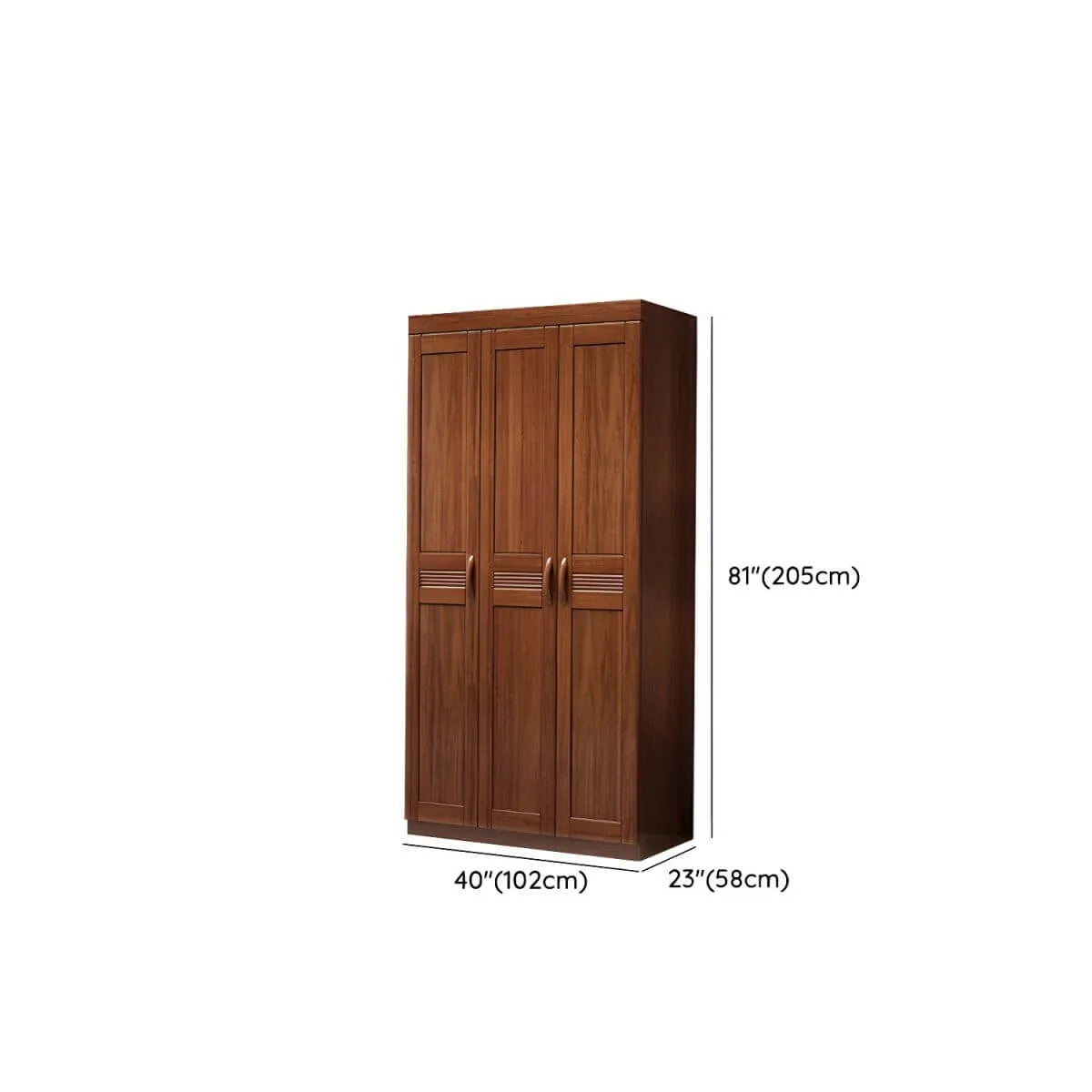 Solid Walnut Traditional Wardrobe Armoire With Shelves And Rod Dimensions