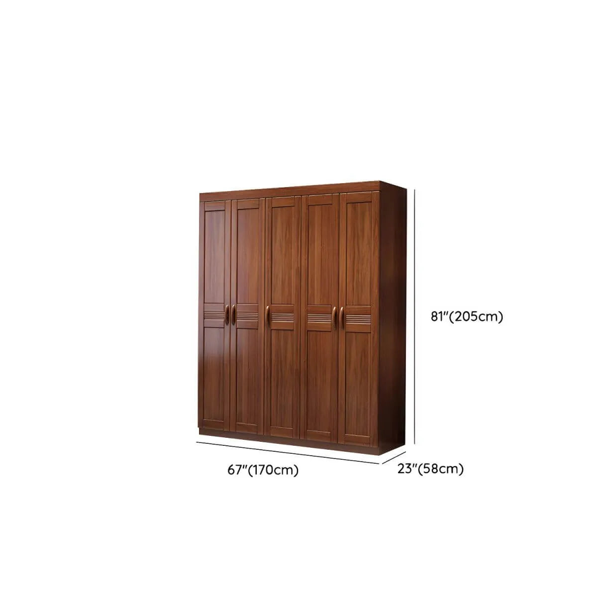 Solid Walnut Traditional Wardrobe Armoire With Shelves And Rod Dimensions
