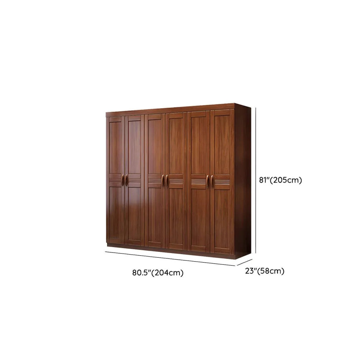 Solid Walnut Traditional Wardrobe Armoire With Shelves And Rod Dimensions