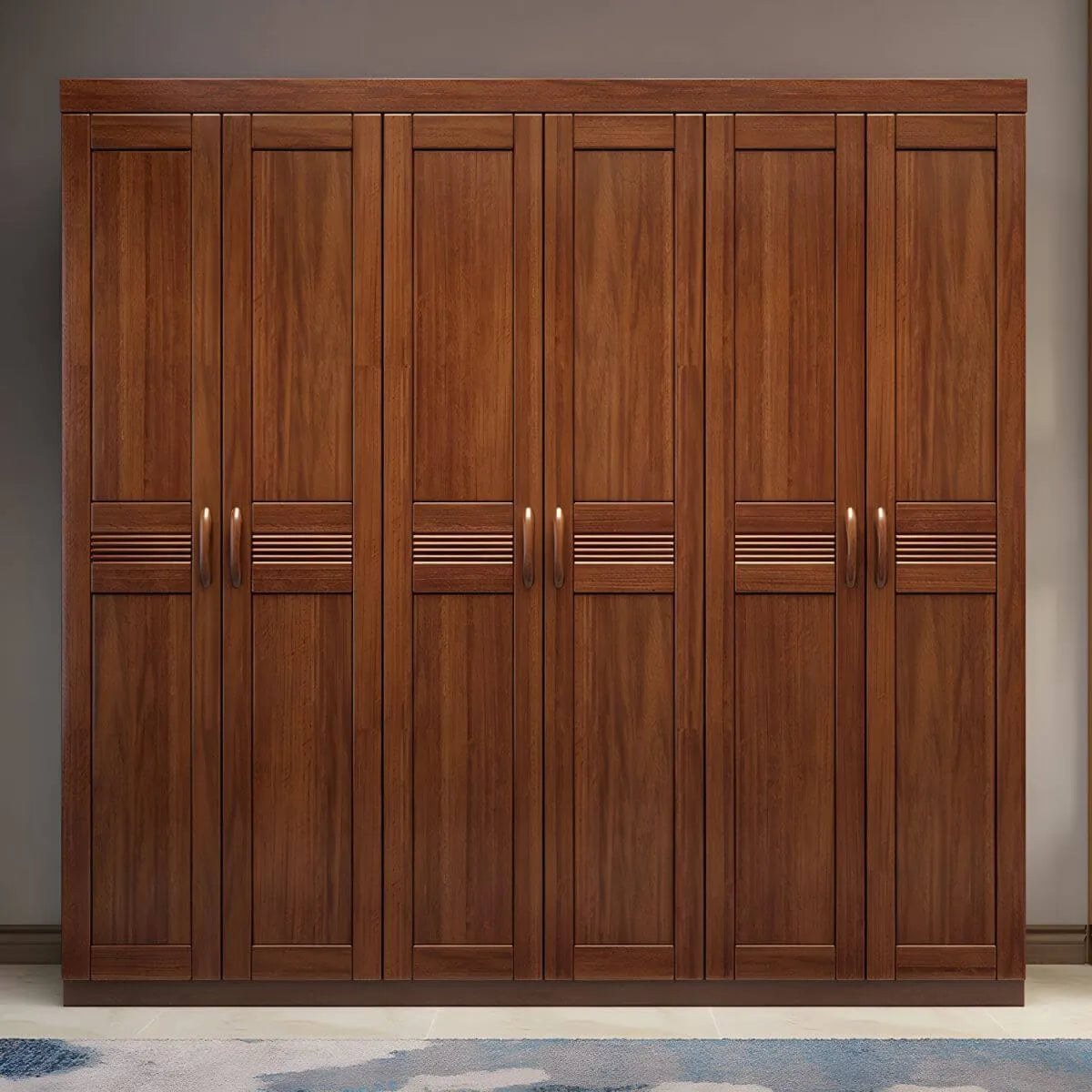 Solid Walnut Traditional Wardrobe Armoire With Shelves And Rod Main Product Image