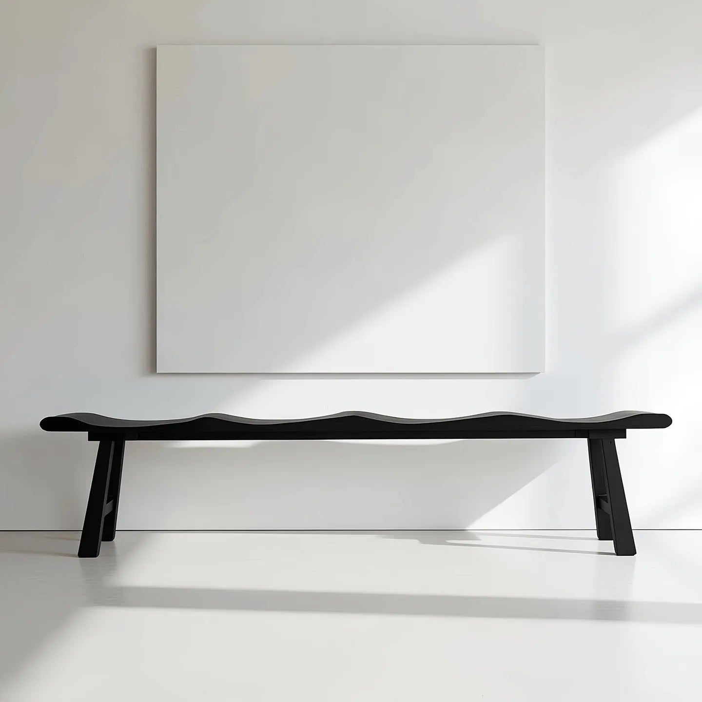 Solid Wood Bench with Wabi-Sabi Wave Seat and Hand-Finished Elm Texture