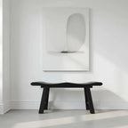 Solid Wood Bench with Wabi-Sabi Wave Seat and Hand-Finished Elm Texture