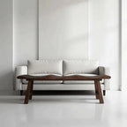 Solid Wood Bench with Wabi-Sabi Wave Seat and Hand-Finished Elm Texture