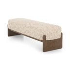 Solid Wood & Bouclé Indoor Bench with H-Frame Base