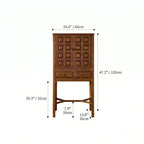 Solid Wood Cabinets with Geometric Relief, Vintage Display Storage Dimensions