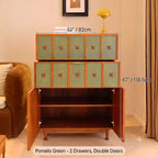 Solid Wood Cabinets with Vintage Brass Star Pulls and Flexible Storage