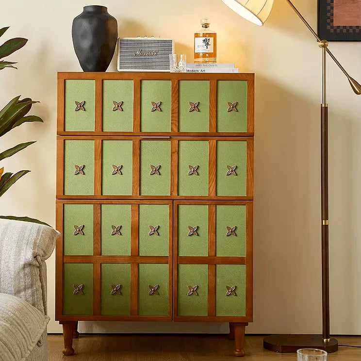 Solid Wood Cabinets with Vintage Brass Star Pulls and Flexible Storage Secondary image