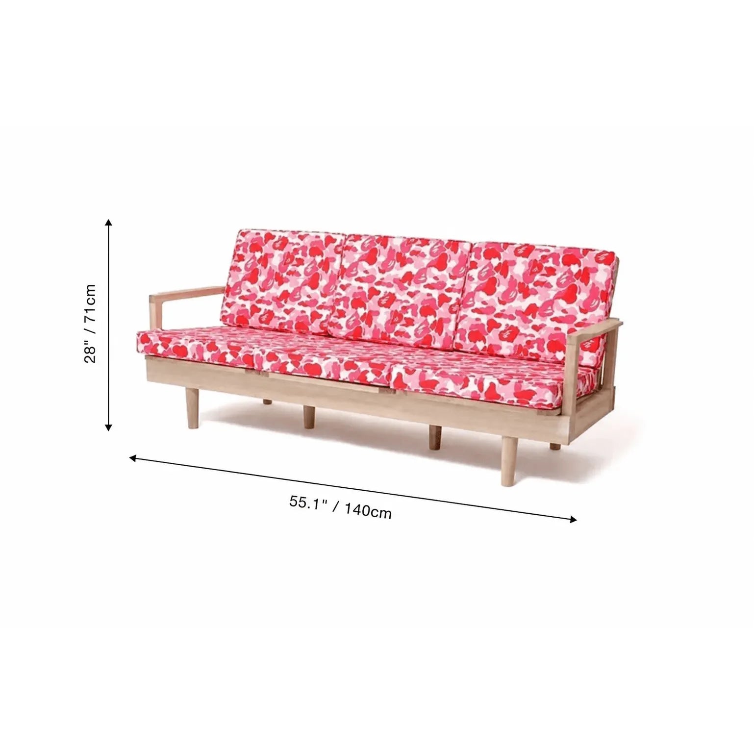 Solid Wood Camo Sofa Series With Washable Canvas for Home and Studio Dimensions